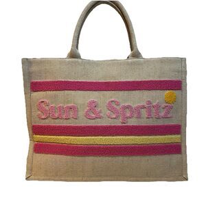 Talbots Large Canvas Tote Bag Summer Beach Vacation Tufted 3D‎ Print  Fun Chic